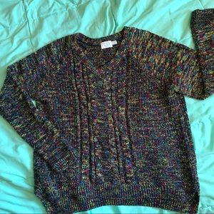 Time and Tru Multicolored V-neck Sweater